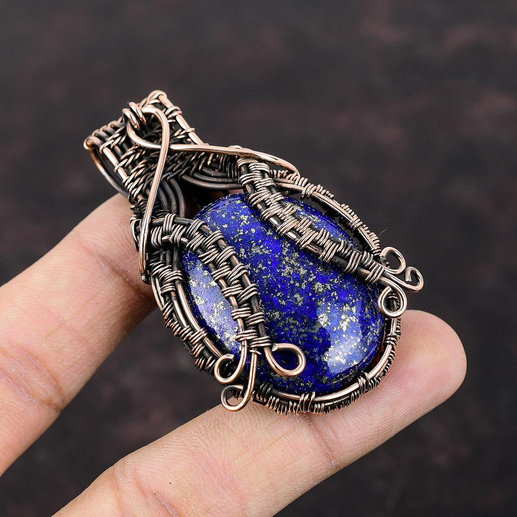 Lapis Lazuli Pendant Copper Wire Wrapped Pendant Handmade Gemstone Pendant Copper Jewelry Wire Wrapped Jewelry For Gift Lapis Lazuli Jewelry