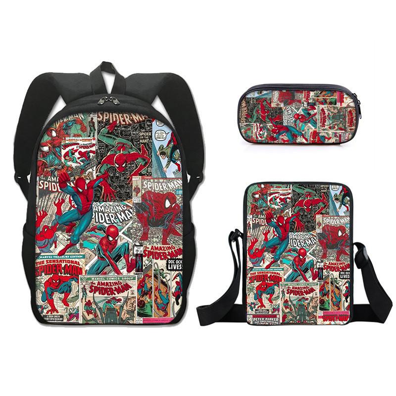Backpack Spiderman Cartoon Collection Shoulder Bag Pencil Case For School Days