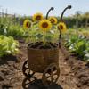 Antique Iron Wheelbarrow Flower Pot Container Planter Holder For Lawn Balcony Home Garden Decoration Indoor Outdoor Use Y5GB
