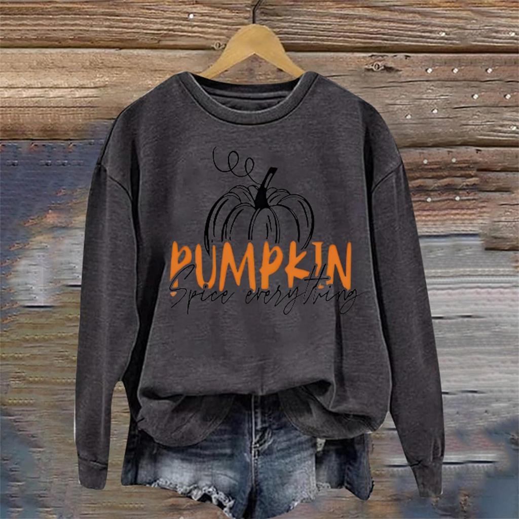 Damen Casual Fashion Bedruckte Langarm O-Ausschnitt Pullover Top Bluse