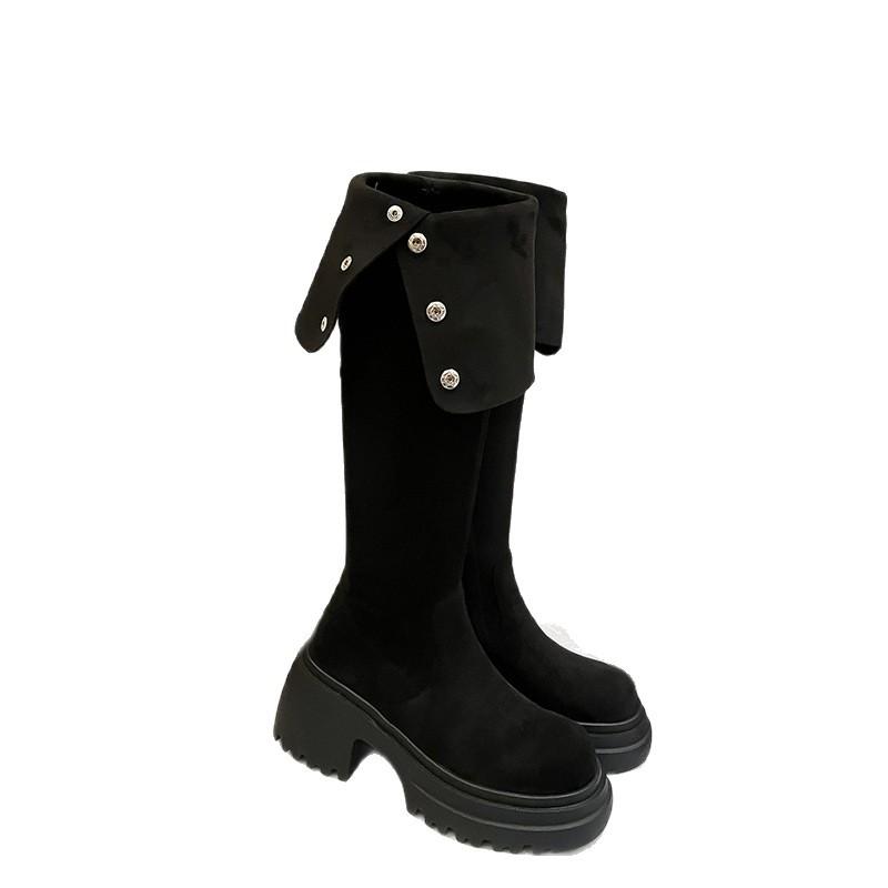 Retro over-the-knee thick-heeled western cowboy boots for women's 2025 new models to increase height and lose weight, and wear long knight boots.