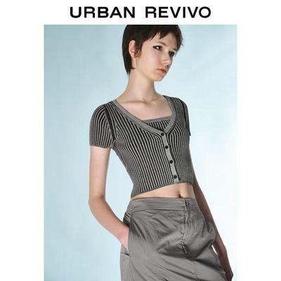 UR Women's Vintage Washed Faux Two-Piece Knit Top
