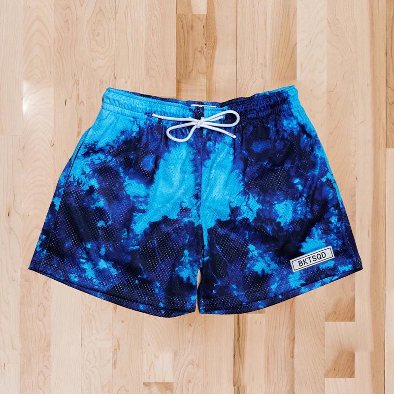 BKTSQD Men's Loose Fit Quick-Dry Ink-Splash Basketball Shorts