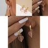 Elegant Pink Heart-shaped Crystal Earrings For Women Trendy Street Style