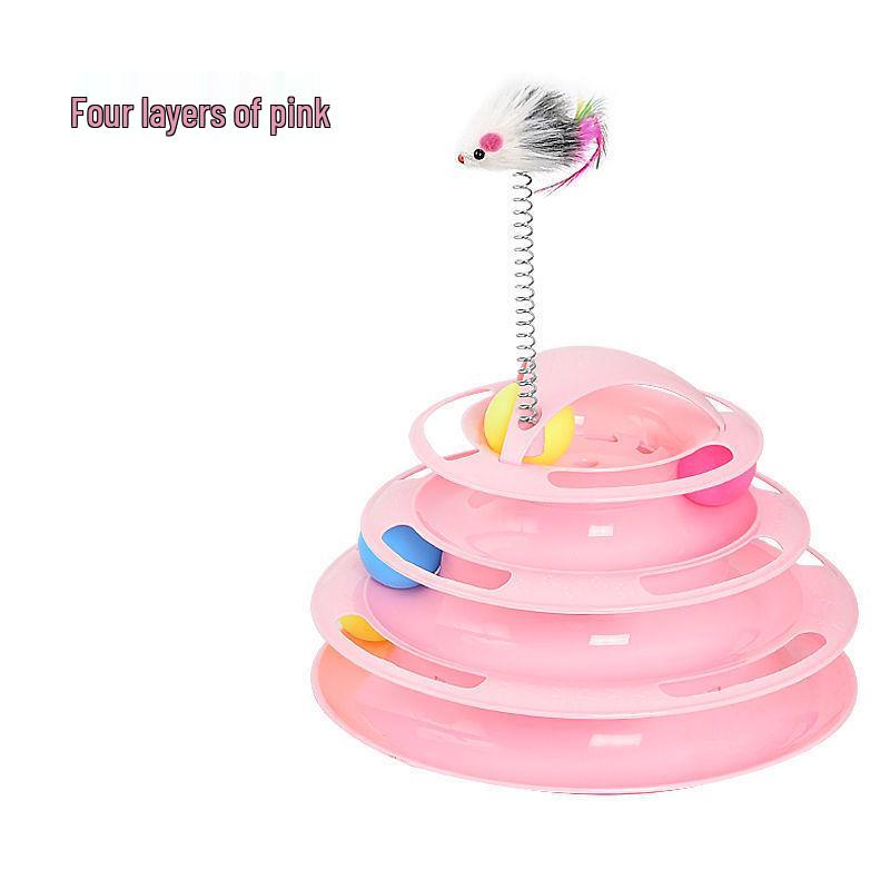 Cat Turntable Toy: Self-Entertainment & Boredom Relief Track Ball with Teasing Stick - Perfect Pet Supplies for Playful Cats