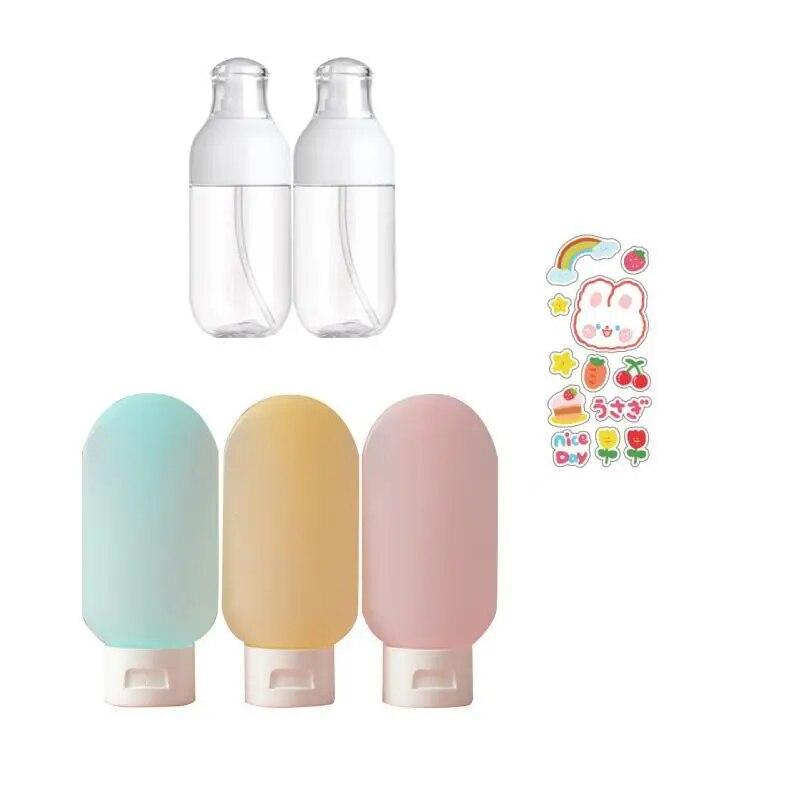 

6 шт. Косметические бутылочки из замши в скандинавском стиле, ПЭ-бутылки для сжатия, для хранения, шампунь, лосьон, дорожная упаковка, наклейка, набор бутылочек с распылителем Plastic&280ml