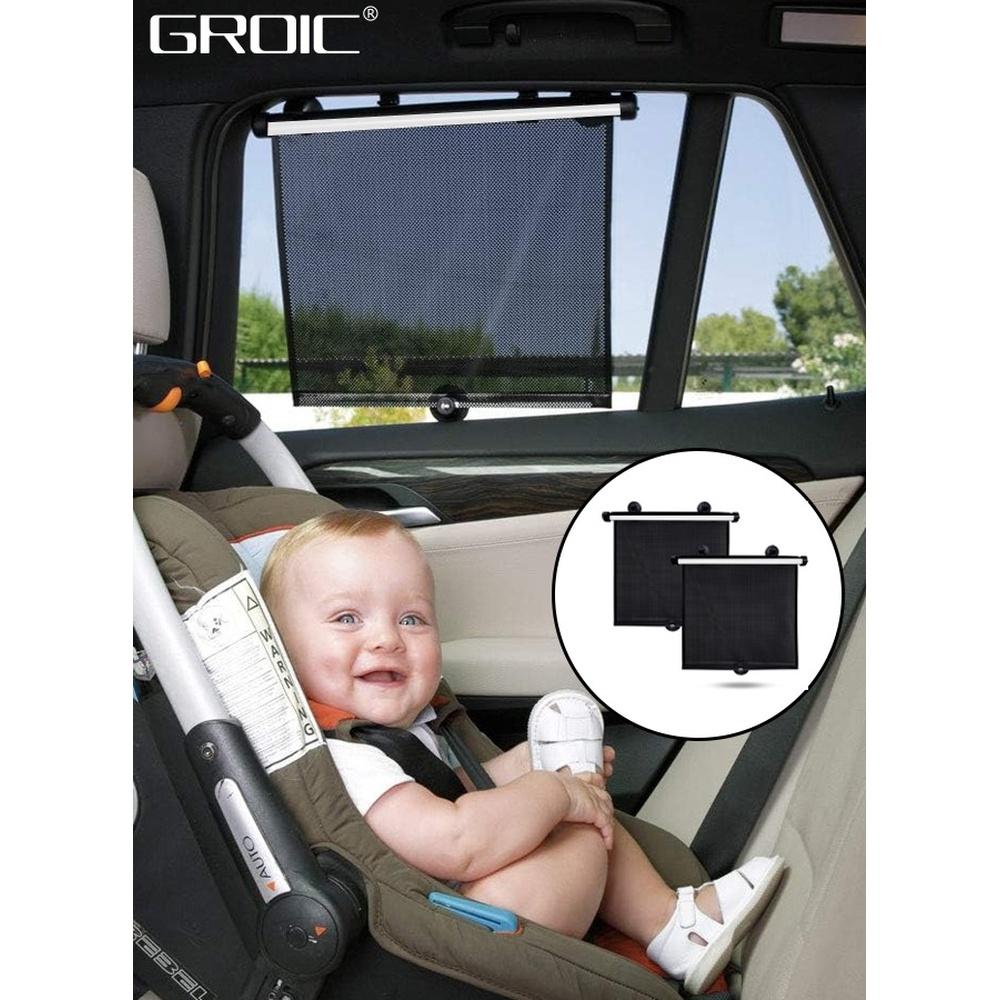 

Car Side Window Sun Shade (2 Pack) Retractable Car Roller Sunshade for Kids Car Sun Shade Helps Block Sun Glare and Heat