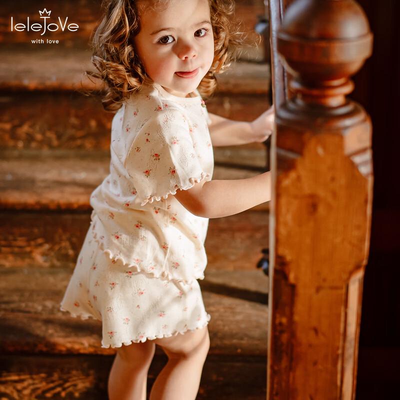 LELE JOVE Girls  Floral Short Sleeve T-shirt 110