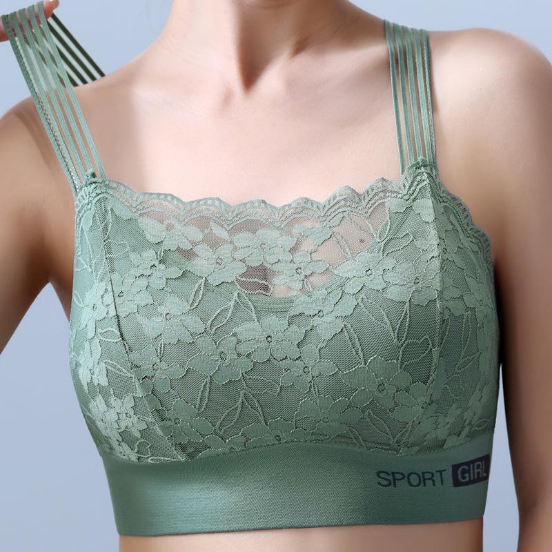 Lace Back Wrapped Chest Vest with Chest Pads To Prevent Shining Bottom and Enlarged Wrapped Chest Women's Bra