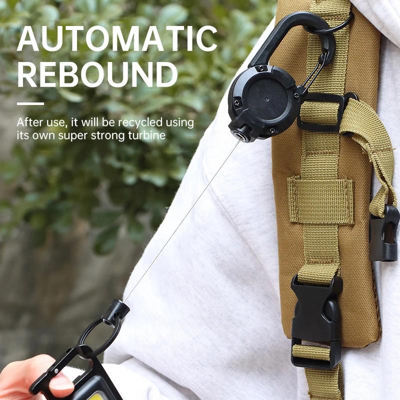 Outdoor Carabiner Hook Backpack expansion Buckle Automatic Retractable Wire Rope Anti-theft Tactical Keychain camping Tools