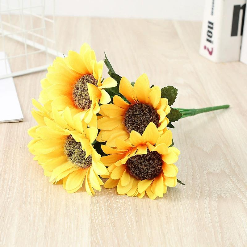 1 Bunch Silk Sunflower Realistic Artificial Flowers Bouquet Home Decor Fake Flowers Wedding Bouquet 24 Sunflower