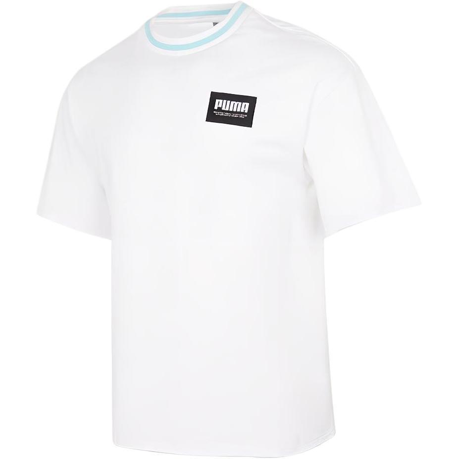 PUMA Logo Loose Sports Round Neck Short Sleeve White Men s 845861-02 L