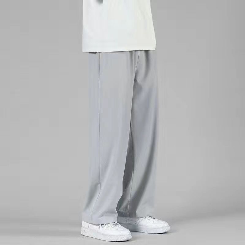 

EXLUX Ice Silk Quick Dry Men Summer Ins Ultra-thin Anti-wrinkle Pendant Couple Straight Casual Trousers Trendy L светло-серый