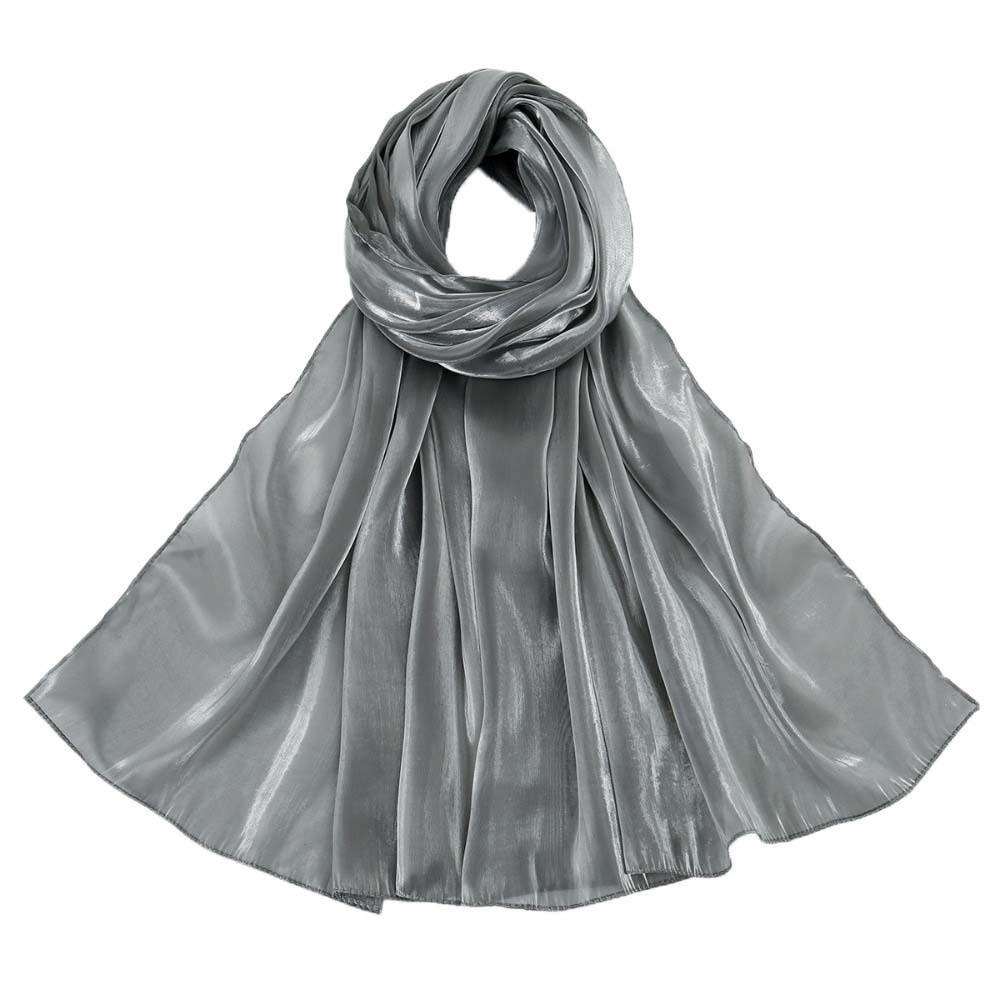 Long Smooth Silk Headscarf Sunscreen Thin Large Shawl Chiffon Hijab Scarf  Head Wrap темно серый