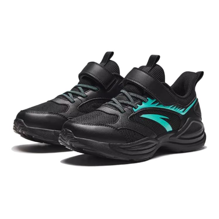 Anta Comfortable Versatile Non-Slip Shock Absorbing Wear-Resistant Breathable Low-Top Kids Running Shoes Kids Sneaker Black Green A12435517-2