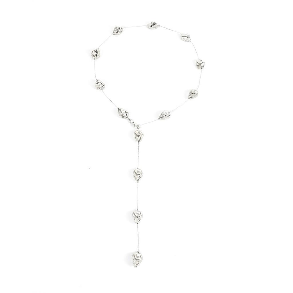 French Retro Geometric Imitation Pearl Long Sweater Chain Niche Temperament Irregular Necklace