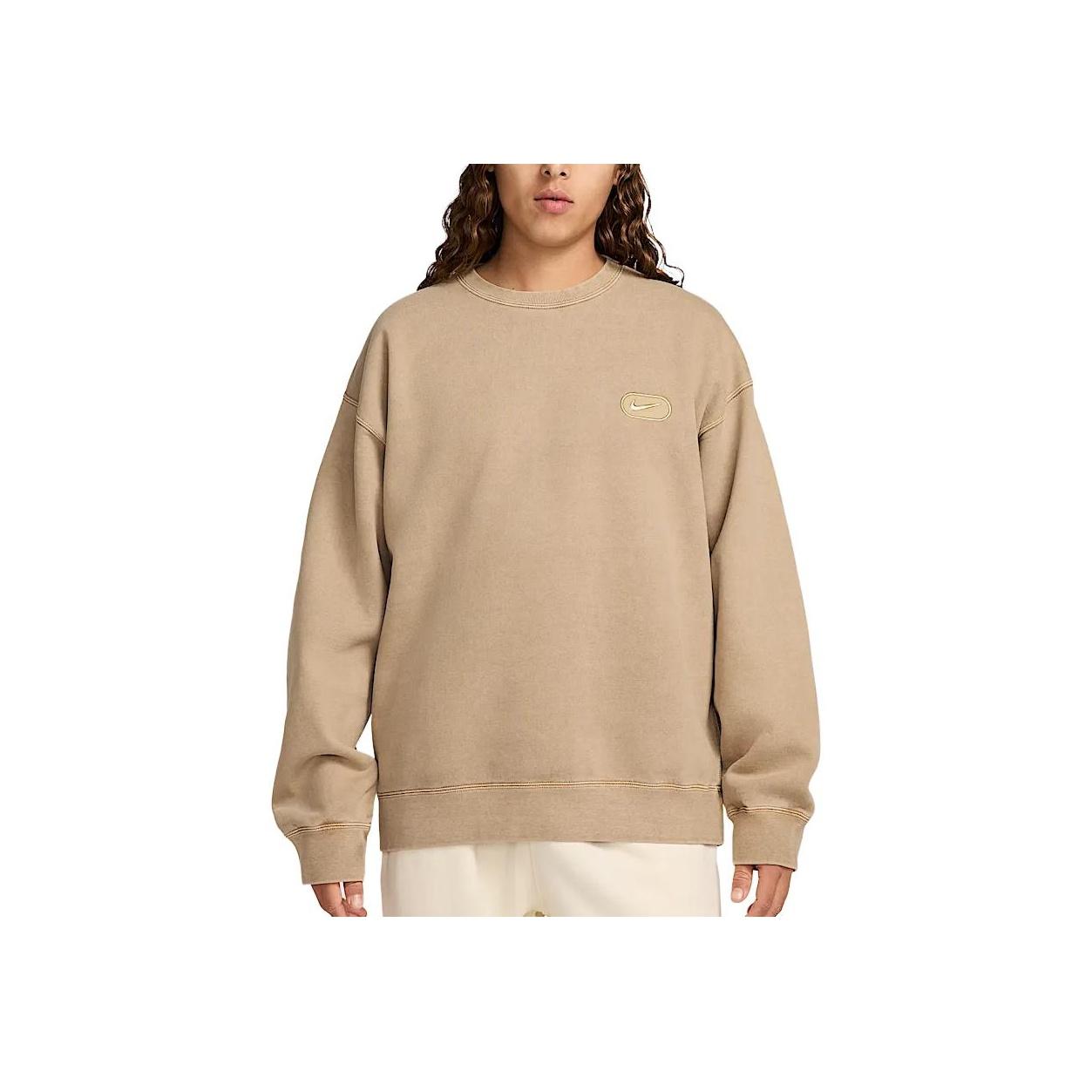 

Nike Solo Swoosh Fleece Crewneck Long Sleeve Loose Sweatshirt Men sweatshirt Beige HJ2236-297 2XL