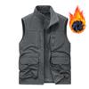 Mens Winter Fleece Cargo Vest Outdoor Multi Pocket Sleeveless Jacket Warm Thick Work Waistcoat