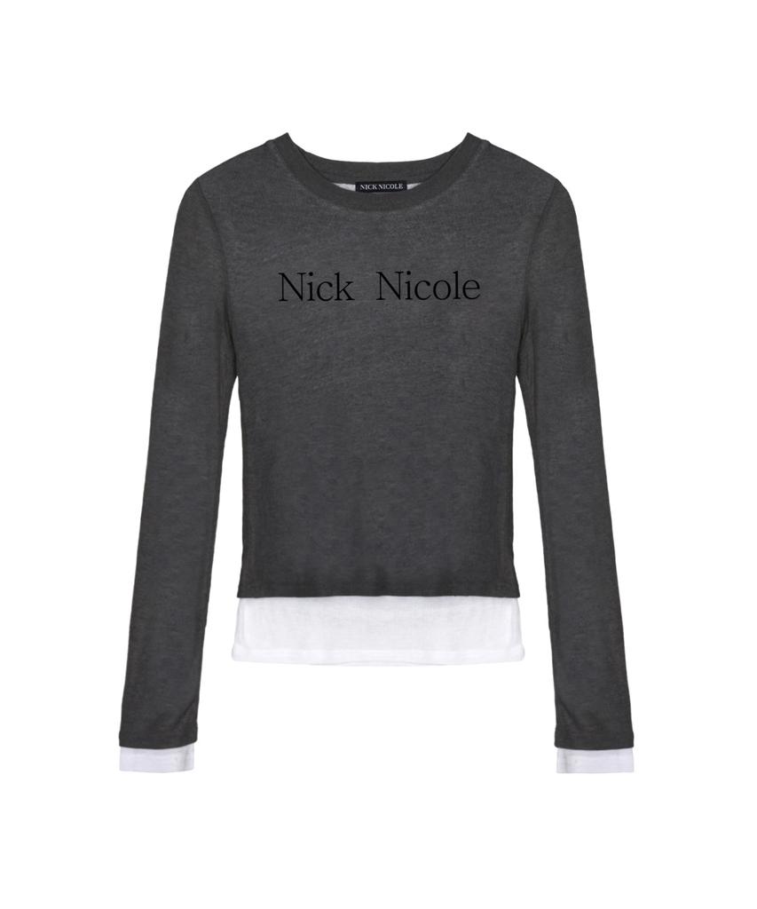 Nigaennikol Double Layered Long Sleeve Top_Charcoal
