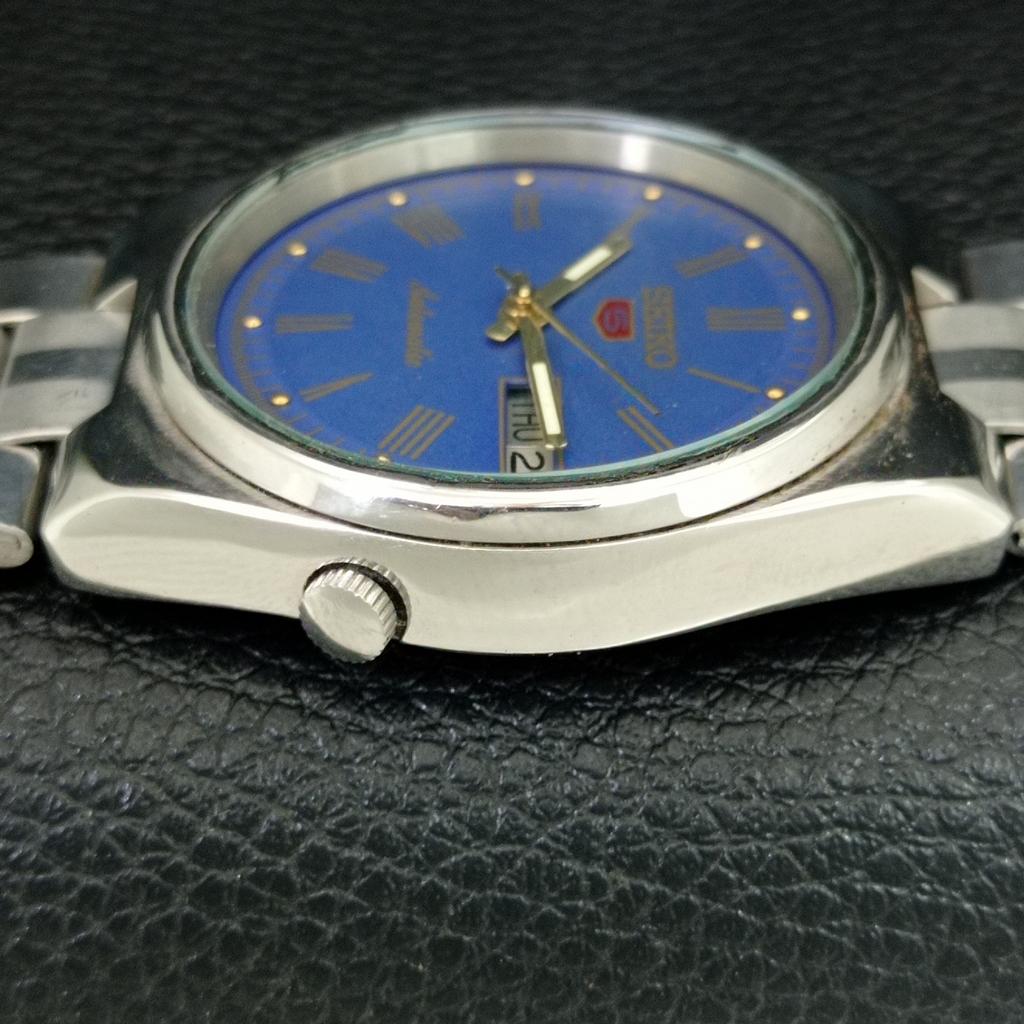 GENUINE VINTAGE SEIKO 5 AUTOMATIC 7009A JAPAN MENS BLUE DIAL WATCH a708791-1