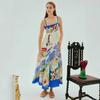2026 new European and American express independent station sexy suspender graffiti linen pendulum dress