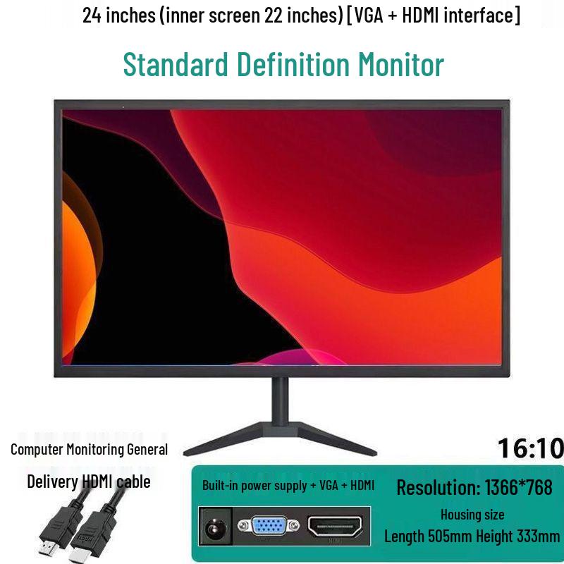 Ultra-Thin 22/24/27 Inch HD LCD Monitor for Desktop and Office Use
