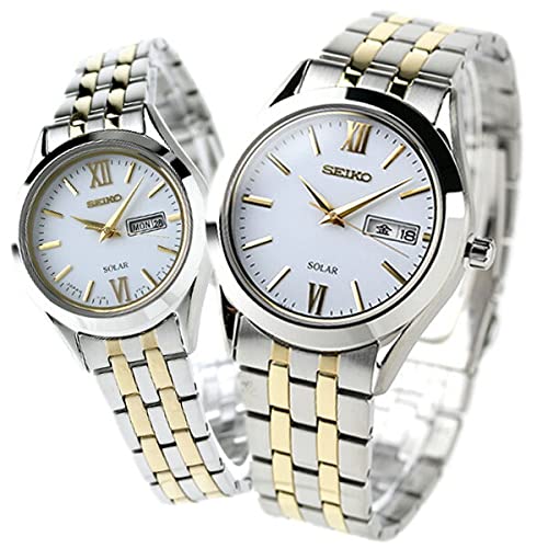 

[Seiko] SEIKO Watch Pair Watch with Pair Box and Wrapping Spirit Solar White SBPX085 STPX033 Men s Women s