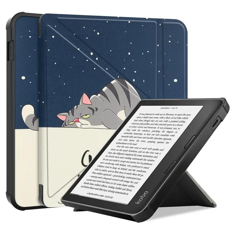 Pour Funda Kobo Libra Colour () Étui intelligent à pliage en Y en cuir PU pour Coque Kobo Libra Color Libra2 7  Coque arrière en TPU Libra Colour 2024