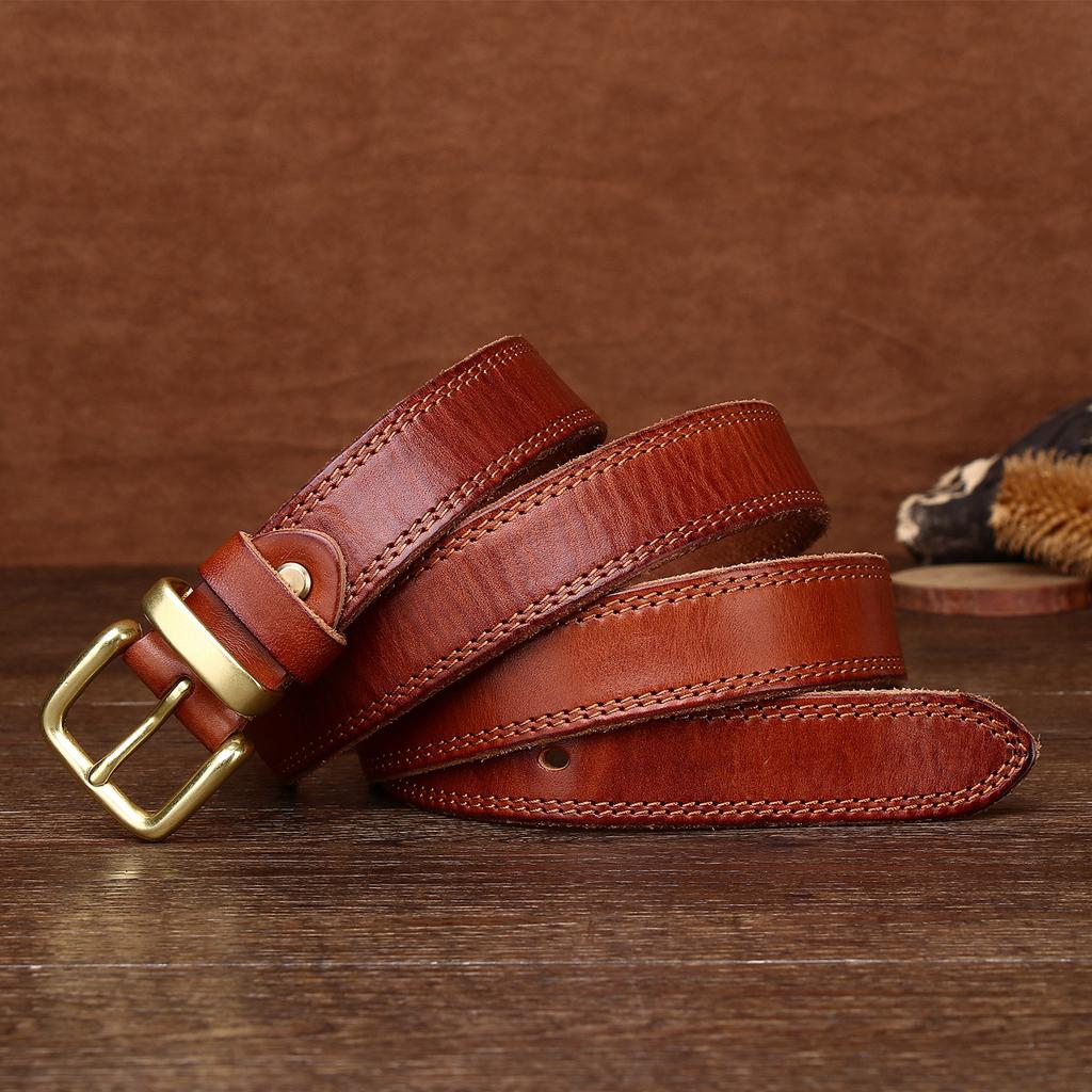 Retro primul strat din piele de vacă ață de cusut centura femeii cataramă din cupru pur cataramă cap cataramă cupru cataramă centura