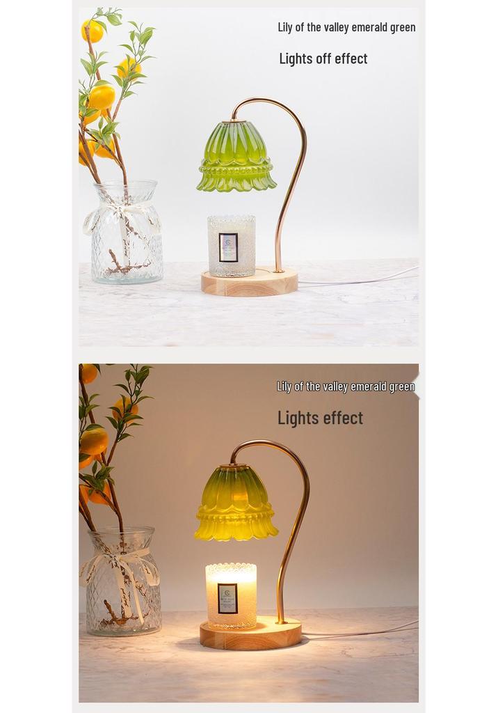 Luxury Glass Aroma Wax Melt Lamp - Fragrance Candle Light for Bedroom, Bedside Table, or Desk. Ideal Decorative Gift.