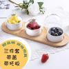 Japanese Tableware Black Ceramic Dessert Bowl Fruit Platter Creative Glass Cover Household Snack Plate Dried Fruit Cake Plate