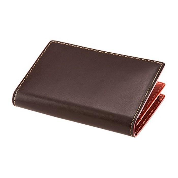 [Kipris] Bridle Leather & Rouge Shoulder Business Card Case 6273(03) Chocolate/Orange