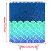 Gradient Blue & Turquoise Wave Shower Curtain - Geometric Design, Glittery Texture, Polyester,  Stylish Bathroom Decor