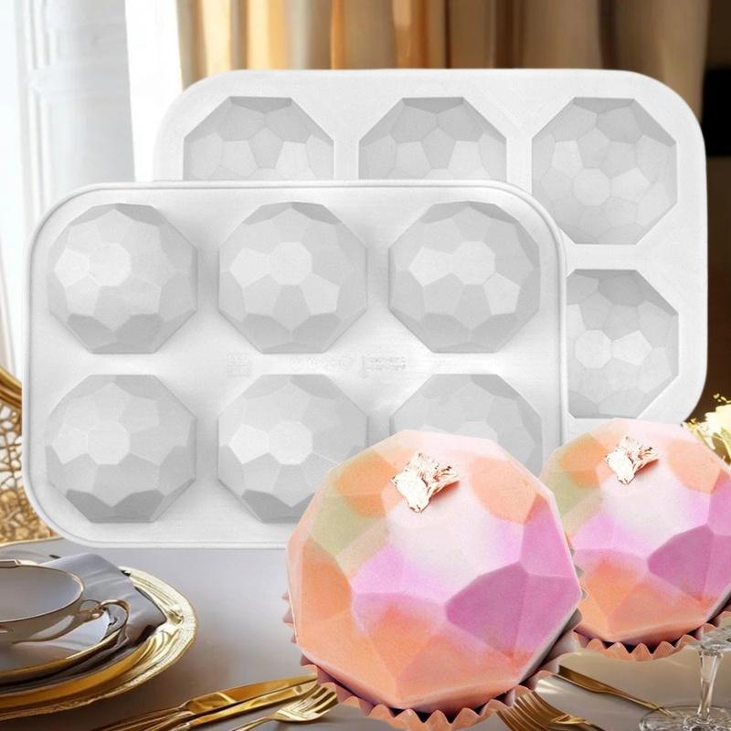 6 Cavity Gem Jewel Silicone Chocolate Baking Mold Geometric Diamond Candle Mould Making Tool