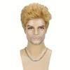 Mens Short Wig Golden Slicked Back Business Style High Temperature Fiber
