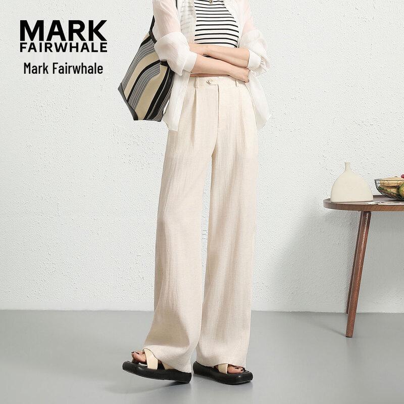 Mark Fairwhale Women s High-Waist Linen Blend Straight Wide-Leg Pants XL
