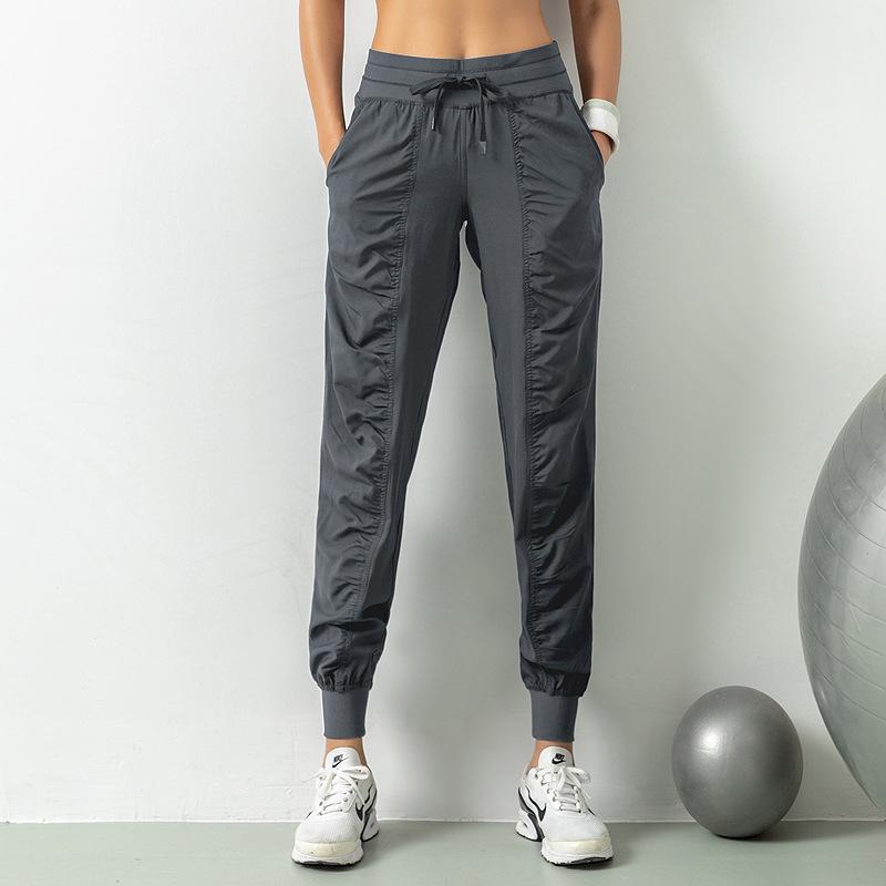 Lulu Women's Lightweight Quick-Dry Pleated Joggers - Breathable, Loose, Slimming, Casual Fitness Pants for Summer Running