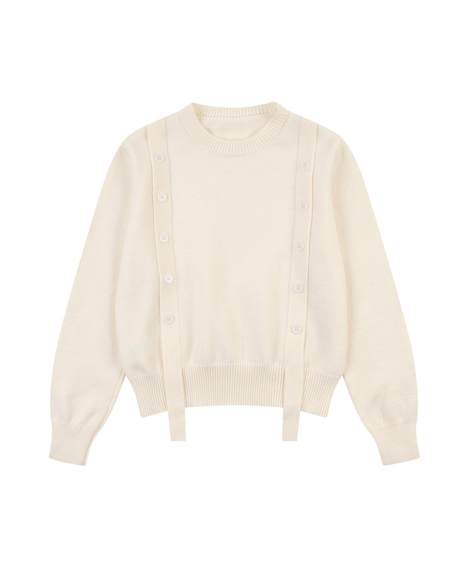 Vanake Button Detail Knit_Vb41Ktm302Z Color: Ivory(Iv)/Free(Free)