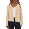 Women's Fashion French Elegant Short Knitted Coat with Pockets Round Neck Long Sleeve Buttoned Solid Soft Comfortable