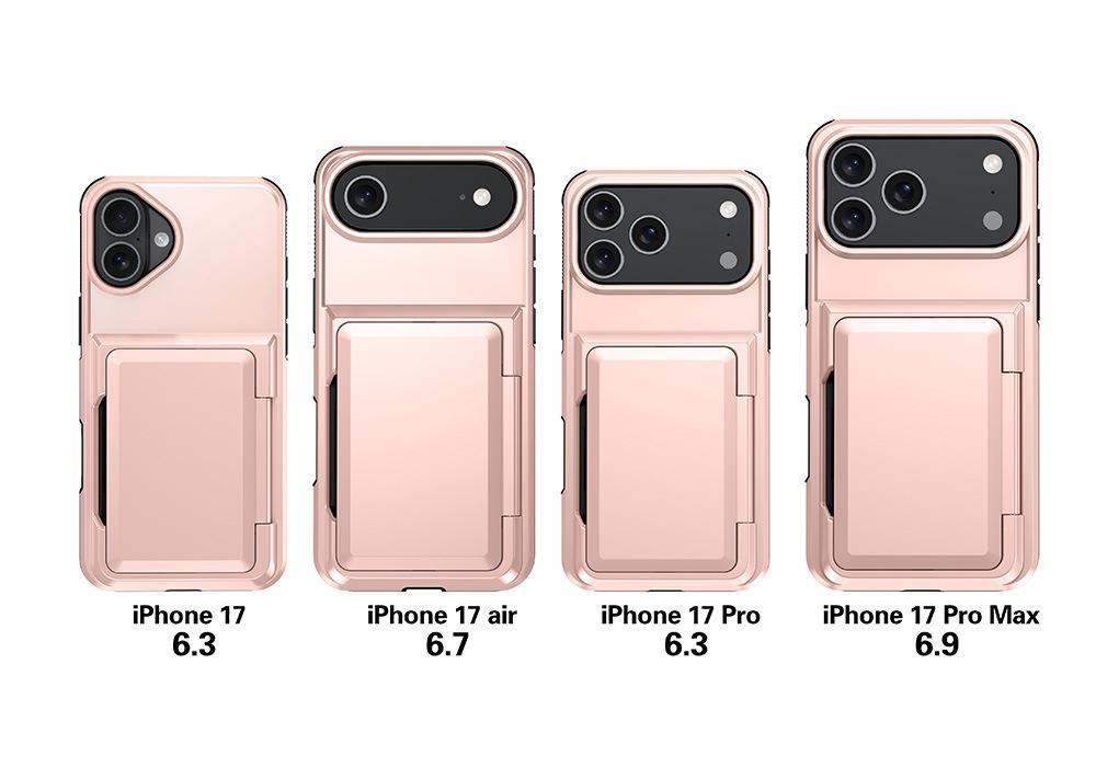 iPhone 17 Pro Max Card Slot Wallet Case with Flip Stand - Fits Apple 16, 14, 15; Cross-Border Drop-Proof Design