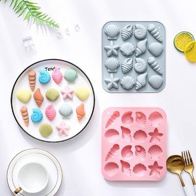 16 Cavity Shell Conch Silicone Mold DIY Ocean Animal Shaped Candy Pudding Chocolate Cake Baking Mould