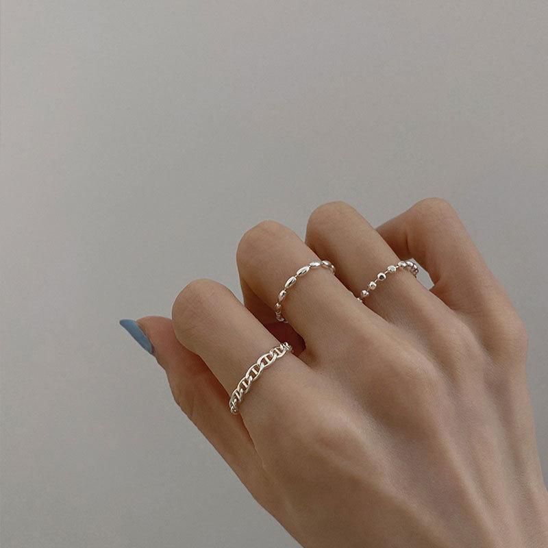 Contemporary Korean Style Adjustable Silver Ring Designed For Women With Fashionable Details