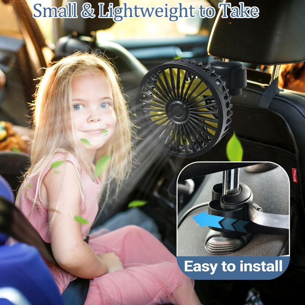 5 Fan Blades Car Back Seat Fan USB 360 Rotation Fan Auto Headrest Cooling Fan  Headrest Ventilation
