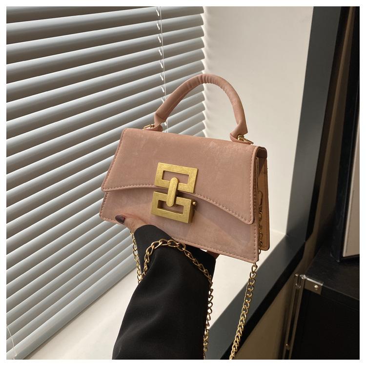 New trend retro women's casual fashion chain lock texture crossbody shoulder small square bag