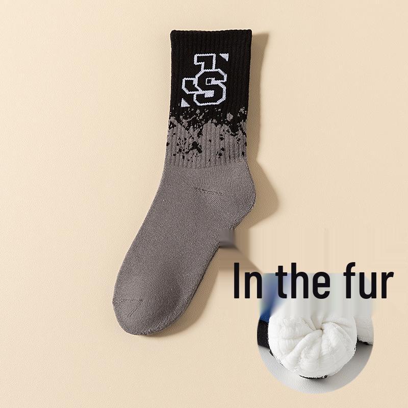 

Мужские хлопковые спортивные носки до середины икры на флисовой подкладке - Устойчивые к запаху, Экстра толстая махровая ткань для осени/зимы One Size