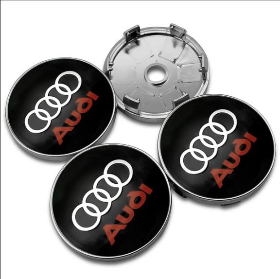 For Audi A34Pcs 56mm 60mm 61mm 68mm 69mm 77mm Car Wheel Center Hub Cap For Audi A1 A3 A4 A5 A6 A7 A8 Q2 Q5 Q7 Q3 TT RS S Rim Cover Stickers