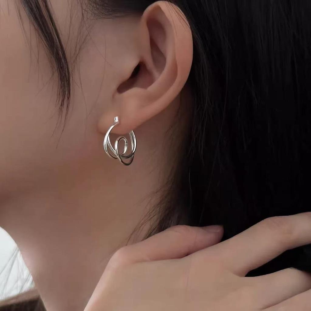 New 925 Sterling Silver Geometric Earrings, Minimalist Charm Jewelry, Exquisite Birthday Gift for Women