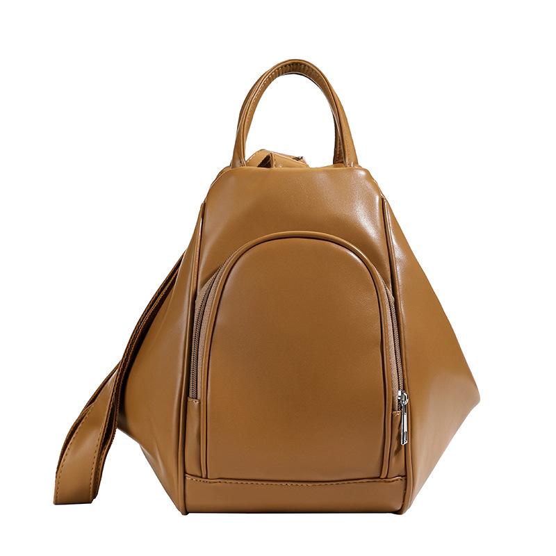 Women's Convertible PU Leather Backpack, Fashion Triangle Tote Bag, Multi-functional Casual Daypack
