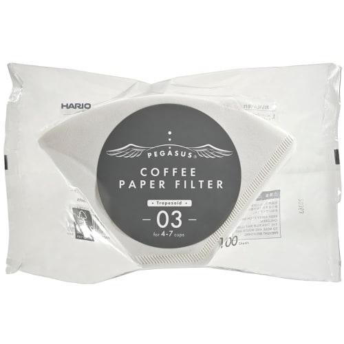 Hario Pegasus Coffee Paper Filters 03 W, 100 Filters, Made in Japan, 4-7 Cups, White, PEF-03-100W x 5 Packs