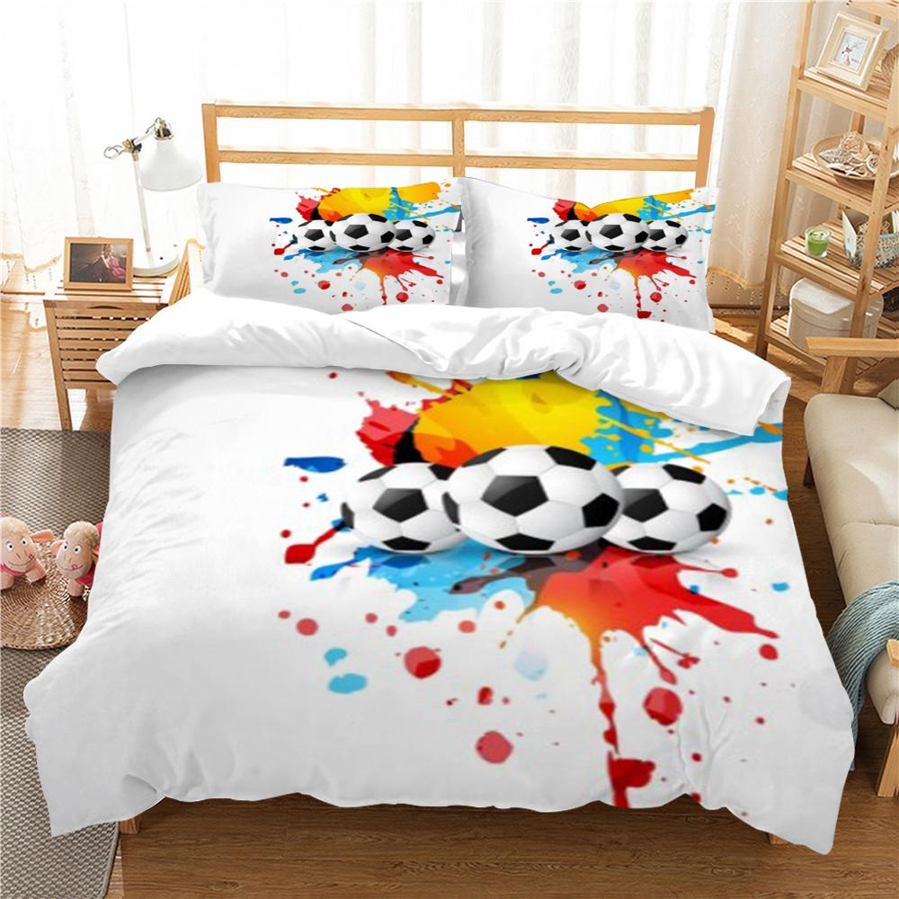 Bedding Set Cover Modern Bedspread Bed Quilt Cover Set 3D Football Print Home Bedroom Warm Children Pillowcase Microfiber